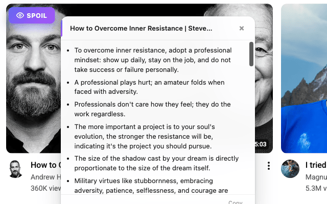 Summary of a self-improvement video