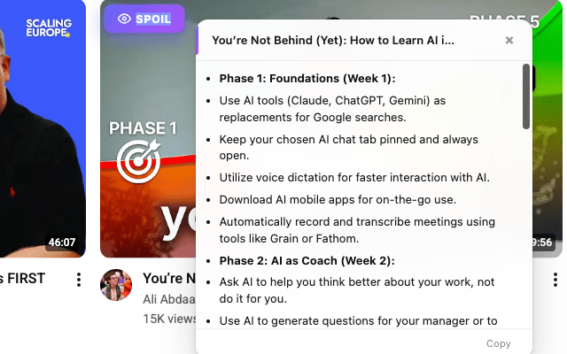 Summary of an AI learning guide